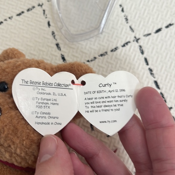 Curly Ty Beanie Baby, vintage, 90s toys, tag errors curly bear, collectible - Picture 5 of 7